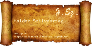 Haider Szilveszter névjegykártya